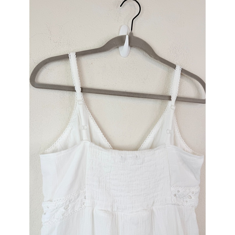 Old Navy Cami Maxi Dress Women's L White Eyelet Lace Tiered Boho Coastal Beach - Picture 7 of 7